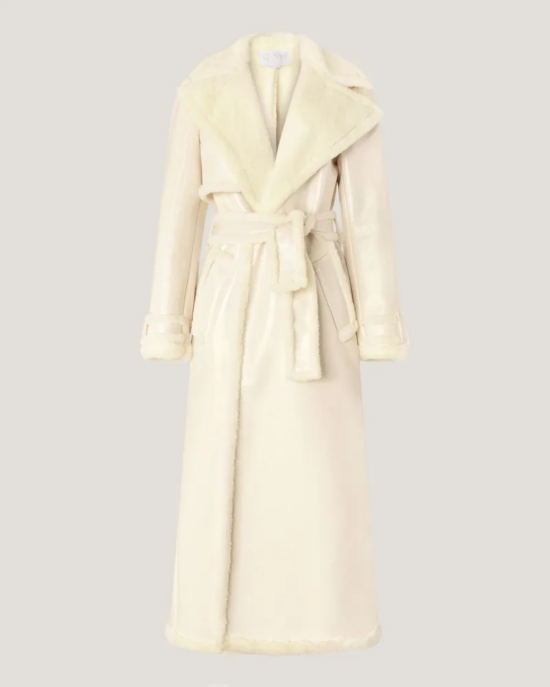 Genny Long glossy-effect coat White