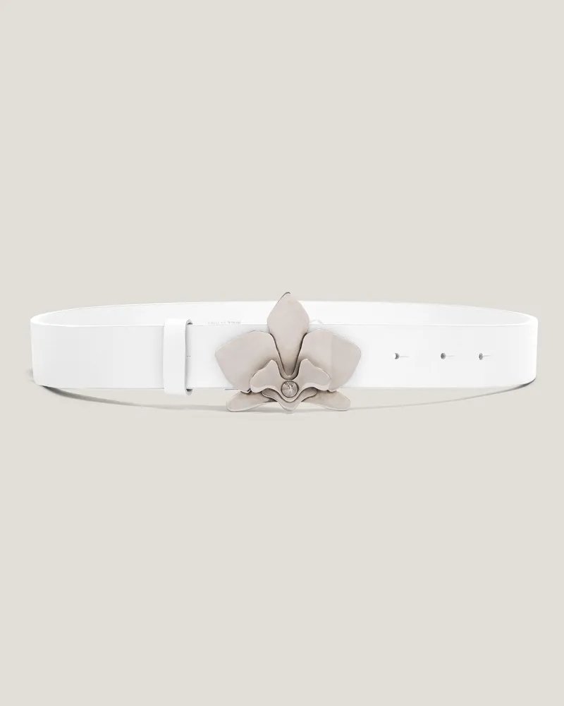 Genny Belt with floral detail White