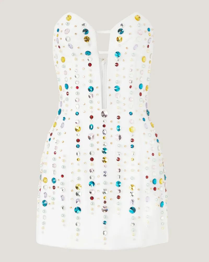 Genny Crystal-embellished bustier dress White