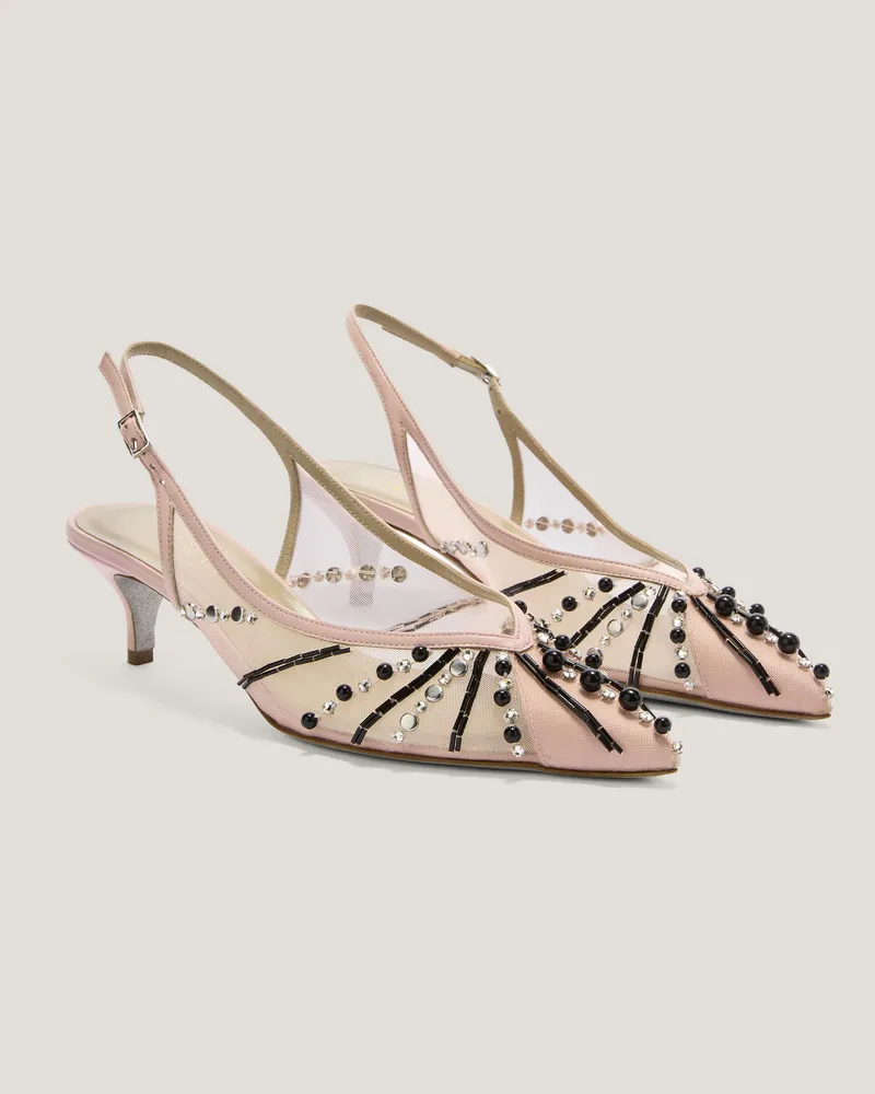 Genny Embroidered slingbacks with radiant details Pink