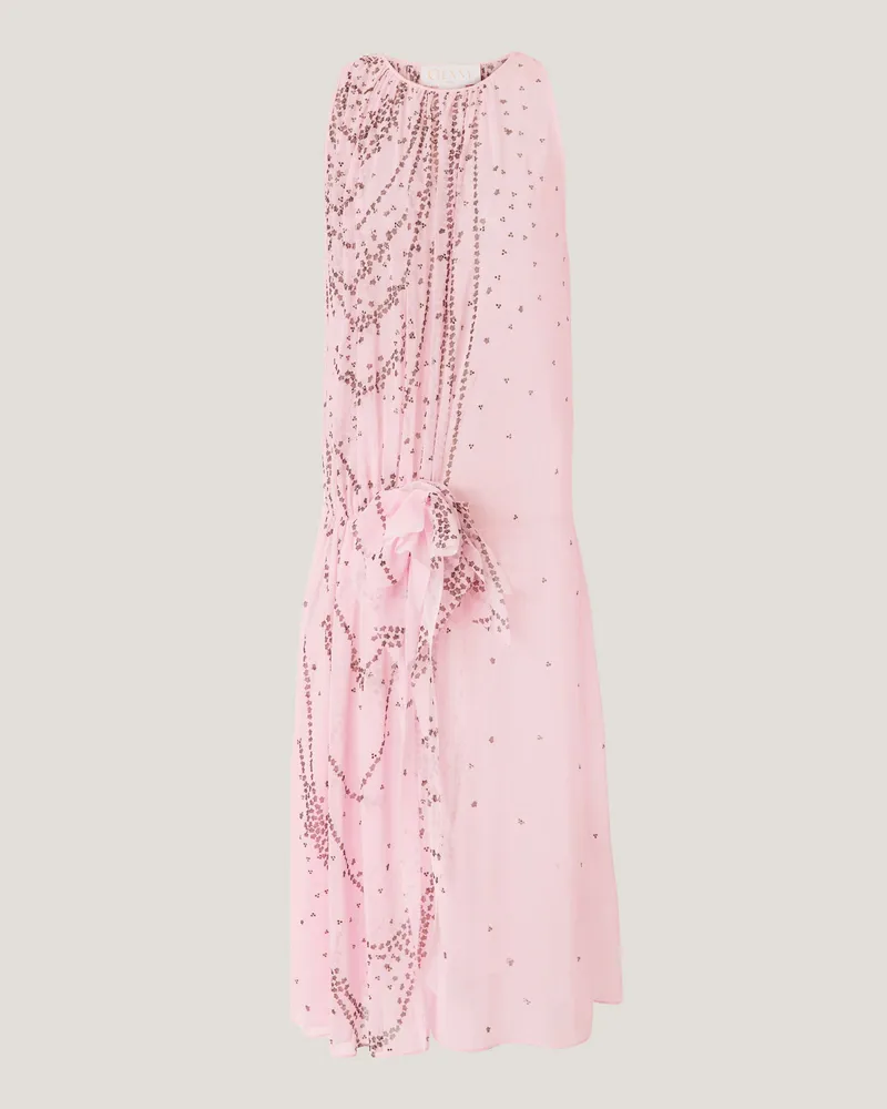 Genny Micro Orchids dress with side flower Pink