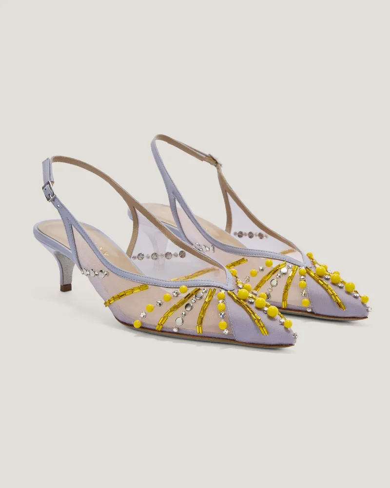 Genny Embroidered slingbacks with radiant details Violet