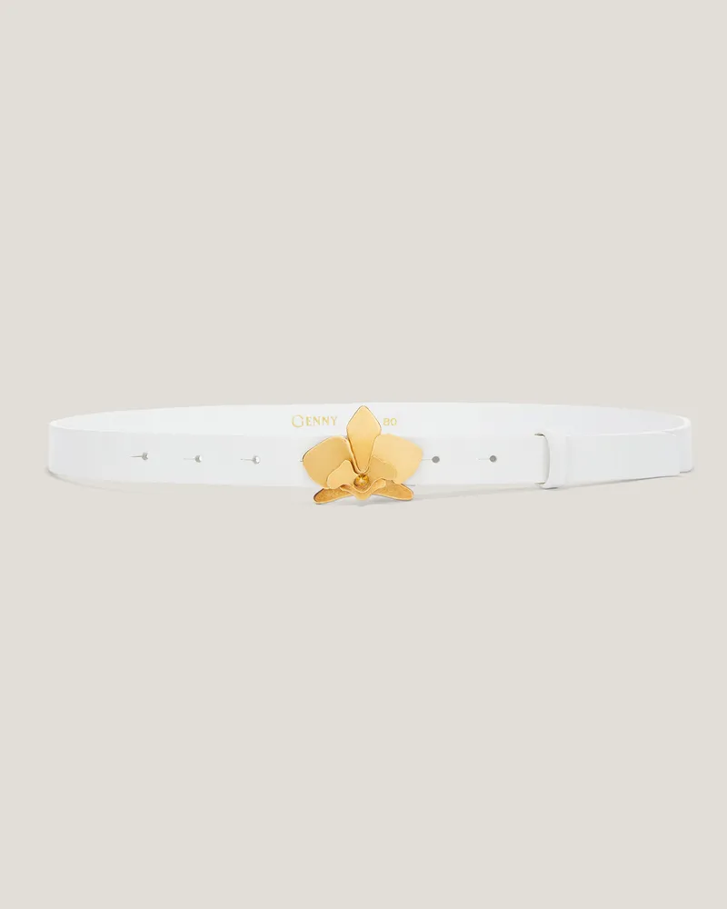 Genny Leather Orchid belt White
