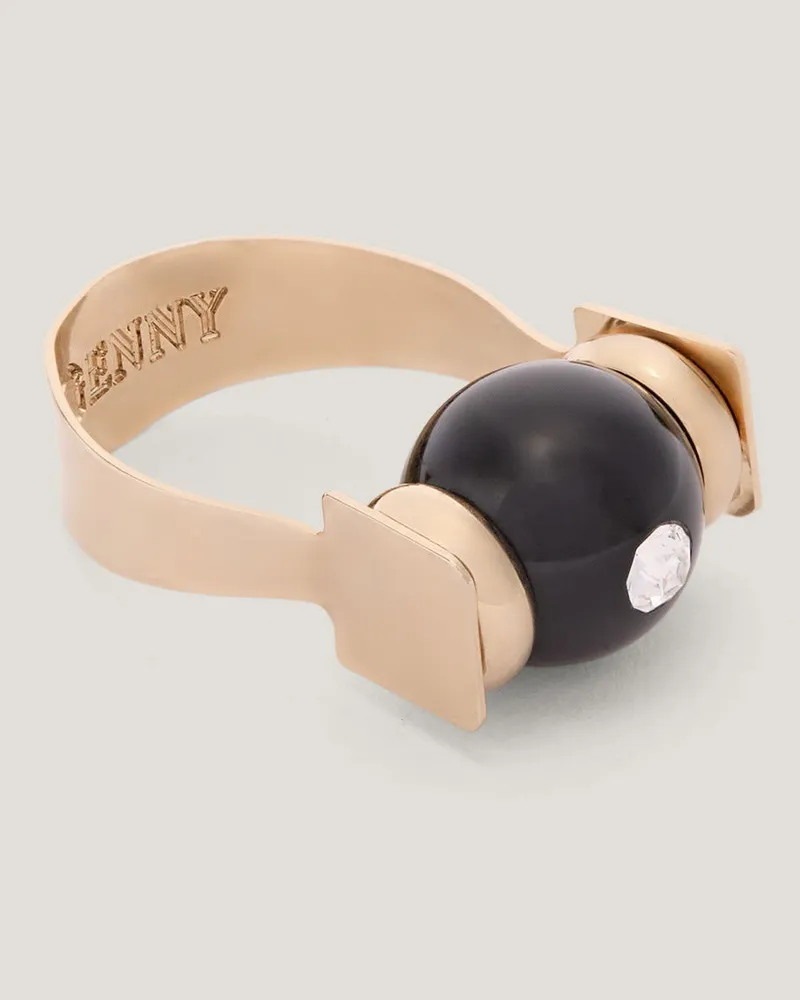 Genny ring with sphere detail Black