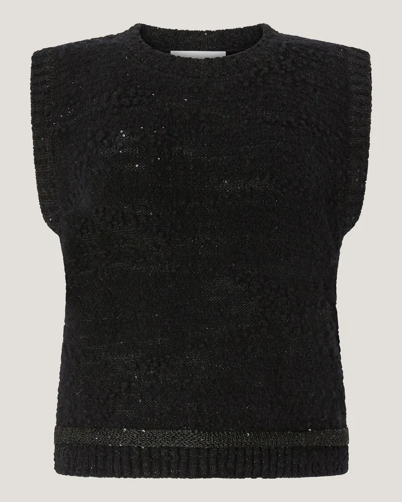 Genny Sleeveless wool top with sequins Black