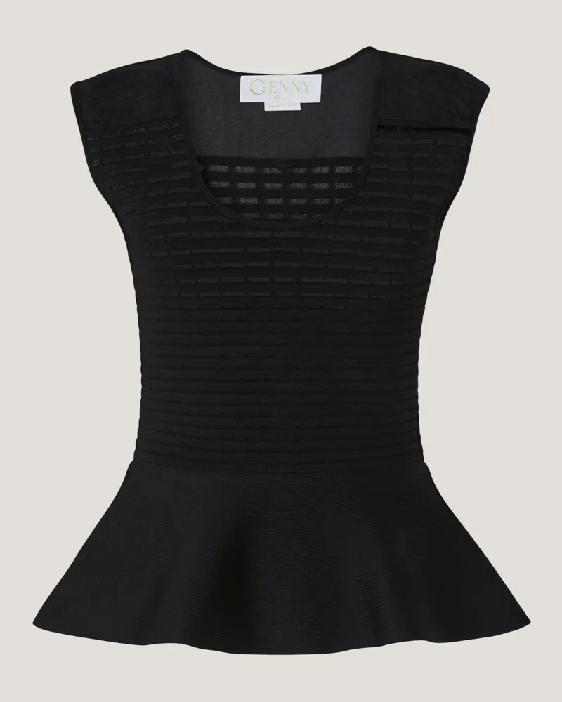 Genny Blockchain top with godet ruffle Black