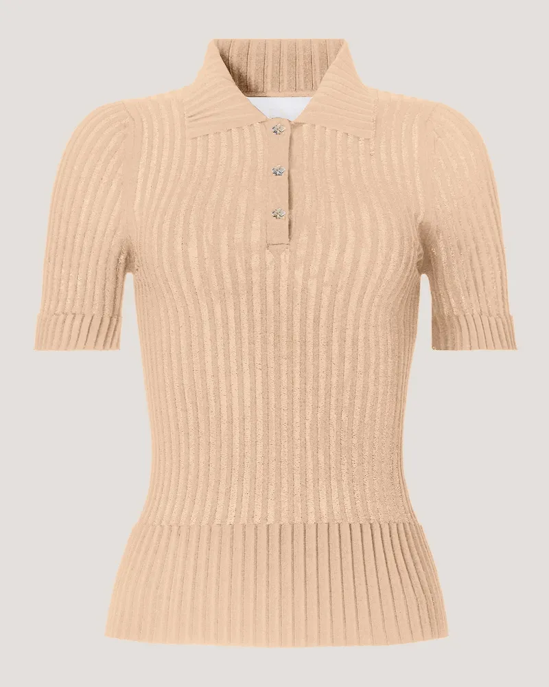 Genny Viscose polo shirt with pleated details Pink