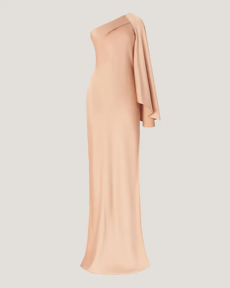 Genny One-shoulder long satin dress Pink