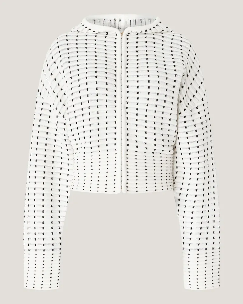 Genny Knit bomber jacket with hood White