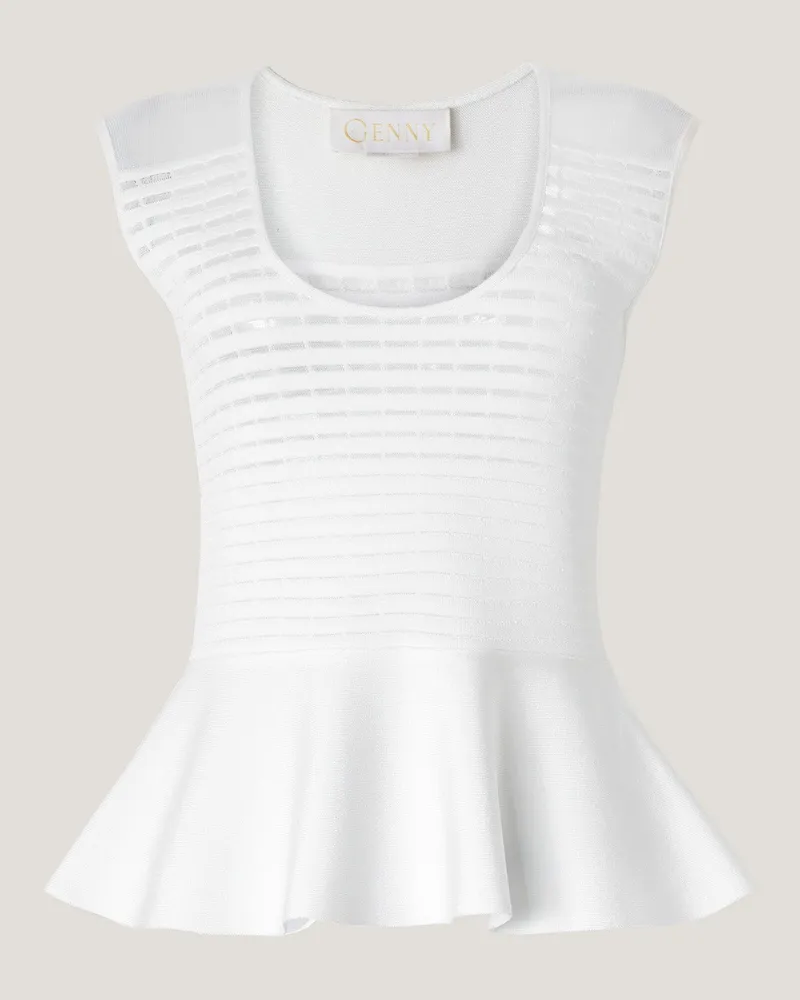 Genny Blockchain top with godet ruffle White
