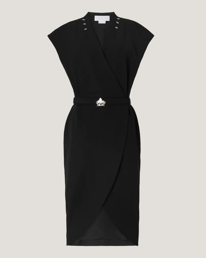 Genny Orchid belted wrap dress Black