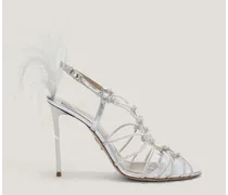 Laminated Leather Sandal with Feathers