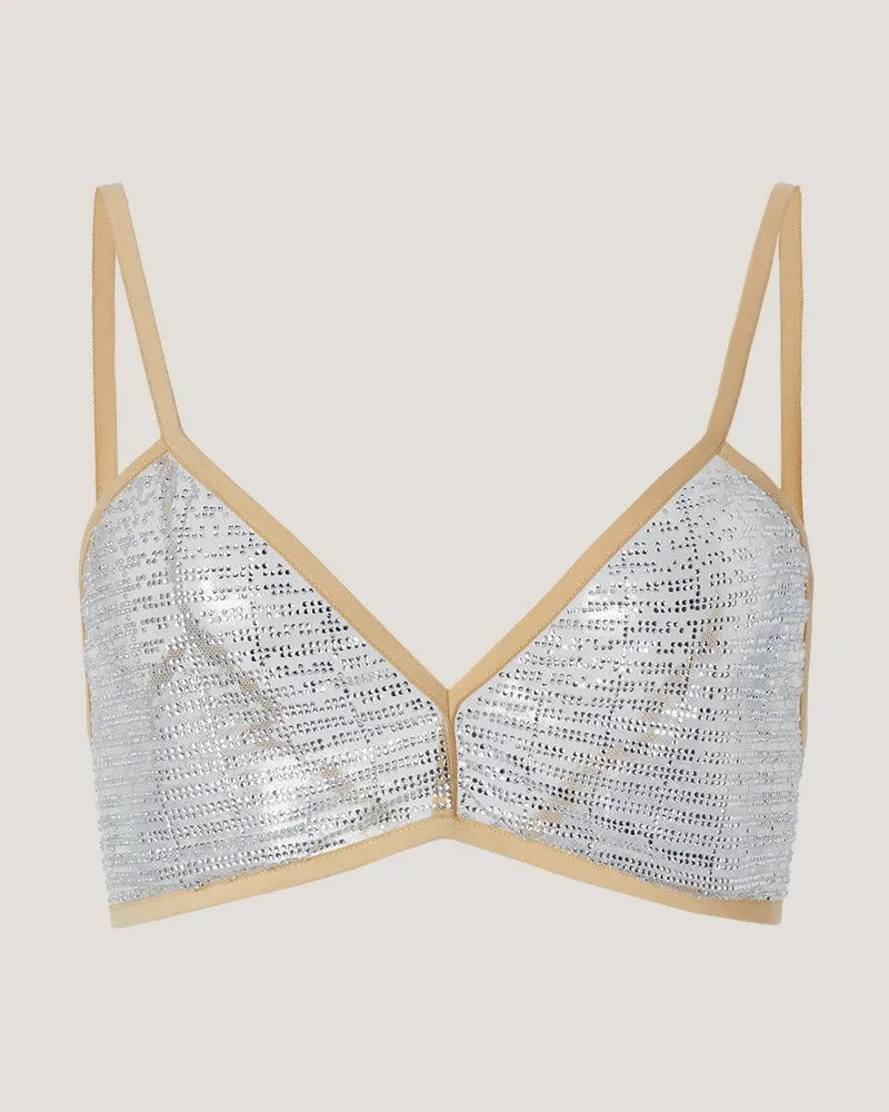 Genny Top with gradient Blockchain rhinestones White