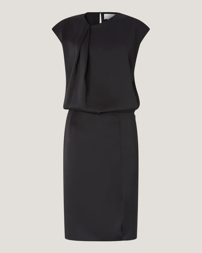 Genny Satin dress with slit Black