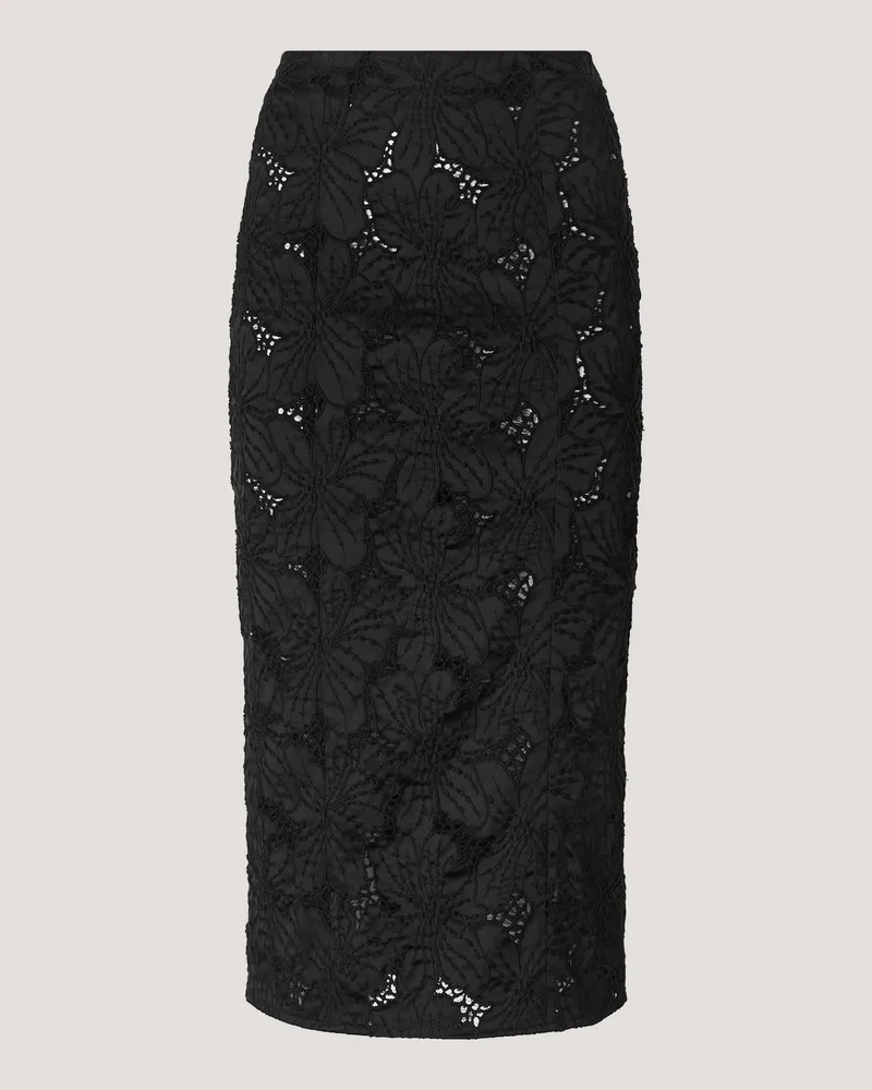 Genny Skirt with Orchids embroidery Black
