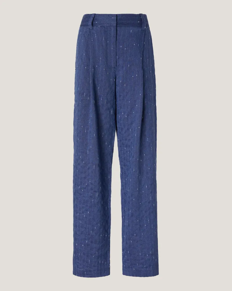 Genny Pinstriped linen-blend pants Blue