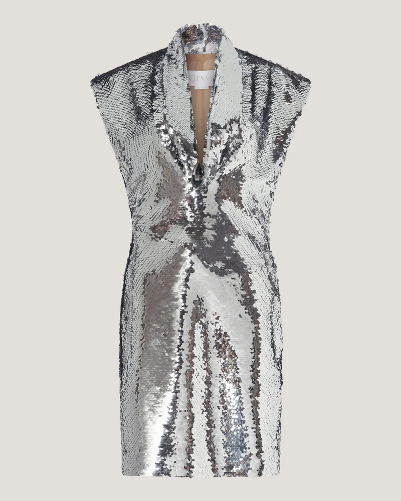 Genny Sequin dress with draped neckline Silver