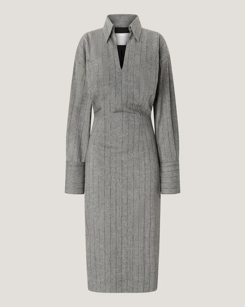 Genny Pinstriped wool shirt dress Grey