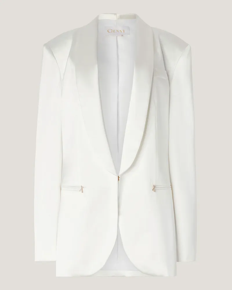 Genny Satin blazer with a shawl collar White