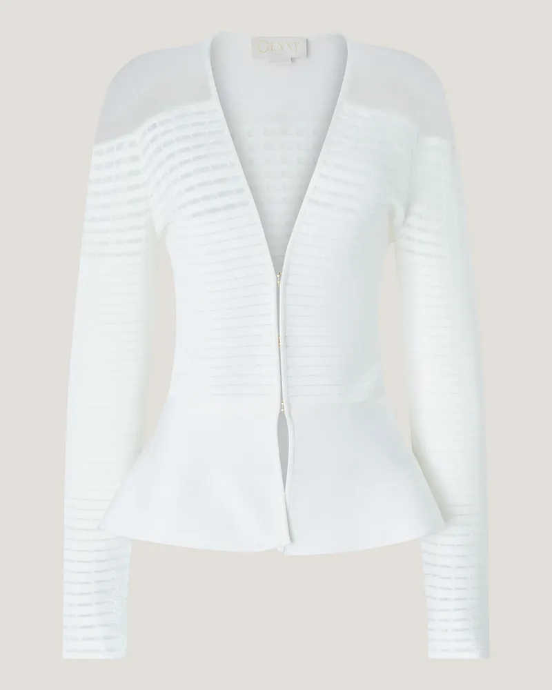 Genny V-Neck top with godet peplum White