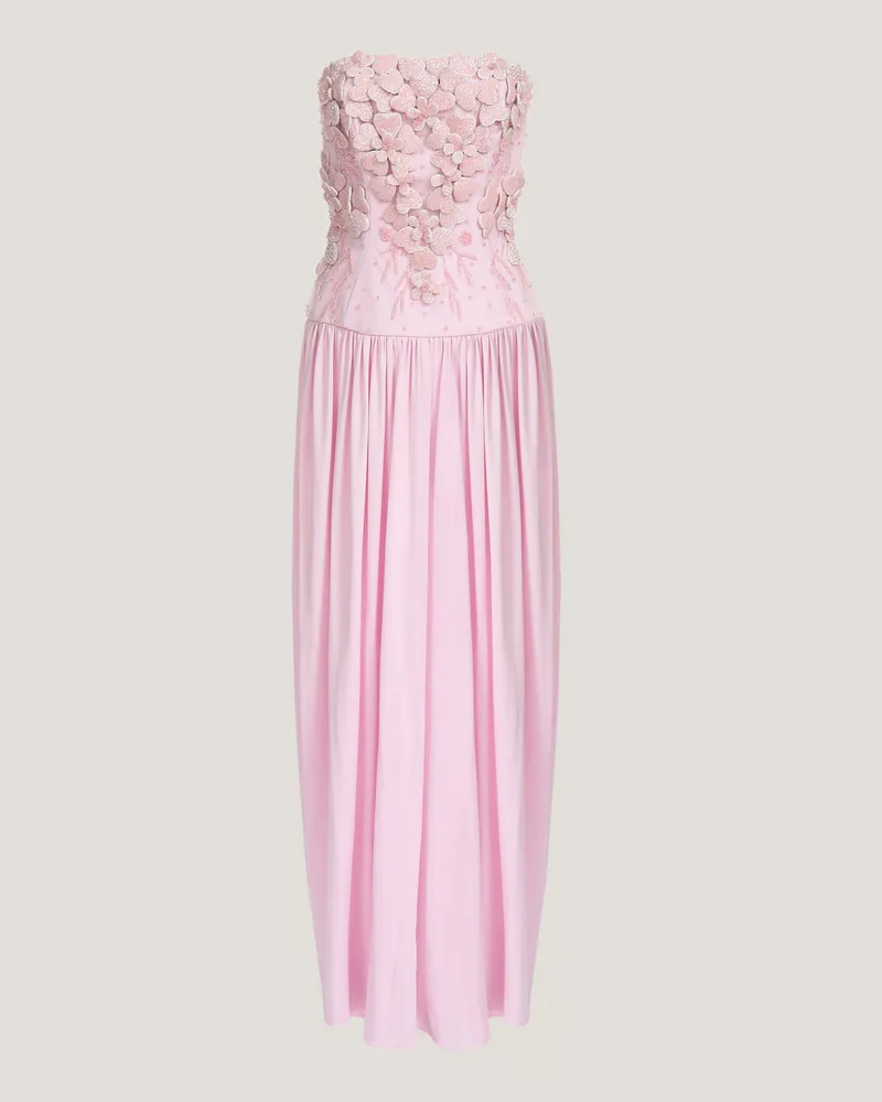Genny Embroidered bustier long dress Pink
