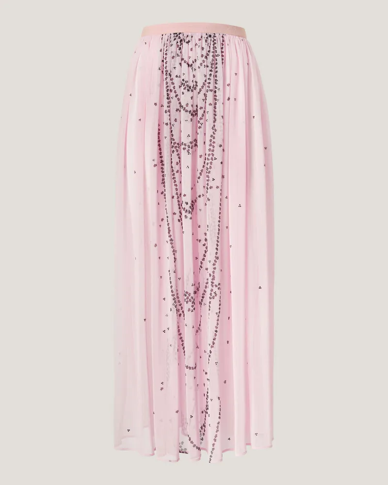 Genny Micro Orchids silk skirt Pink