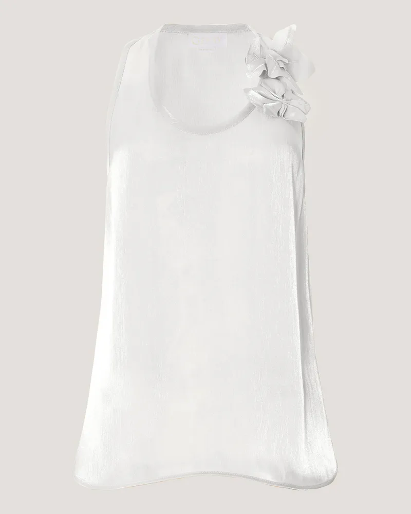 Genny Top with three-dimensional Orchids White