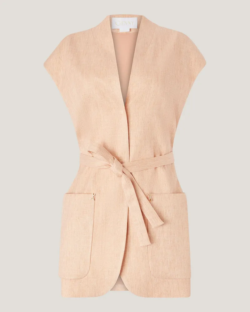 Genny Long vest with belt Pink