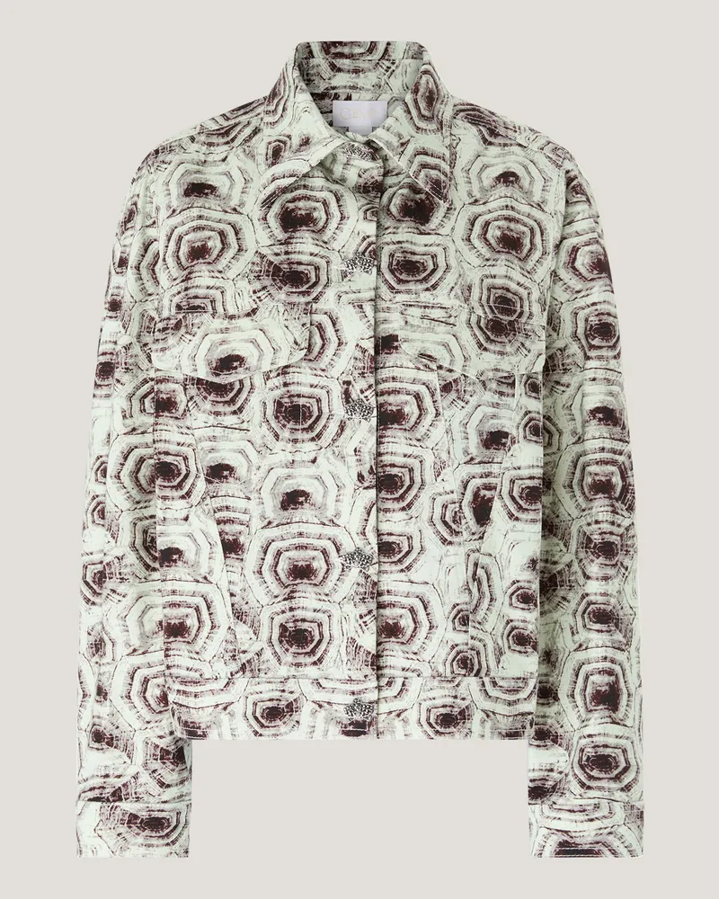 Genny Turtle print cotton drill jacket Green