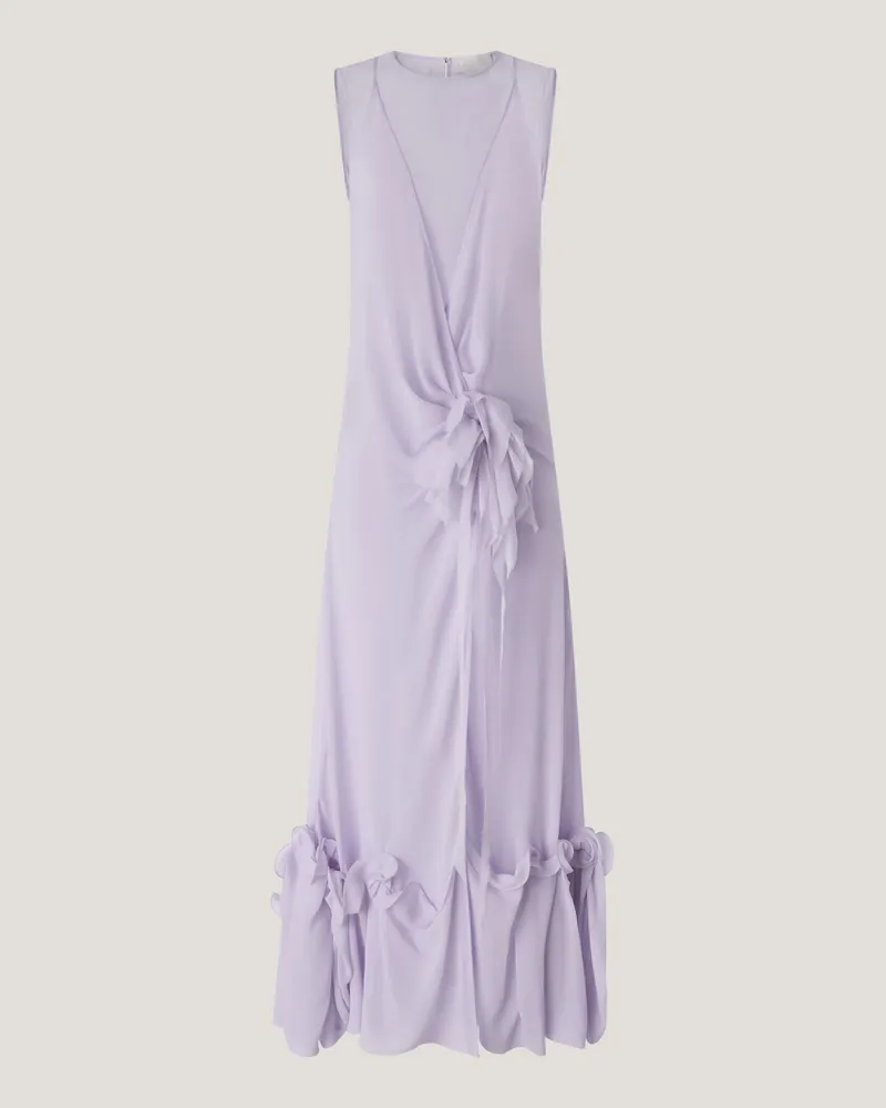 Genny Silk dress with side flower Violet