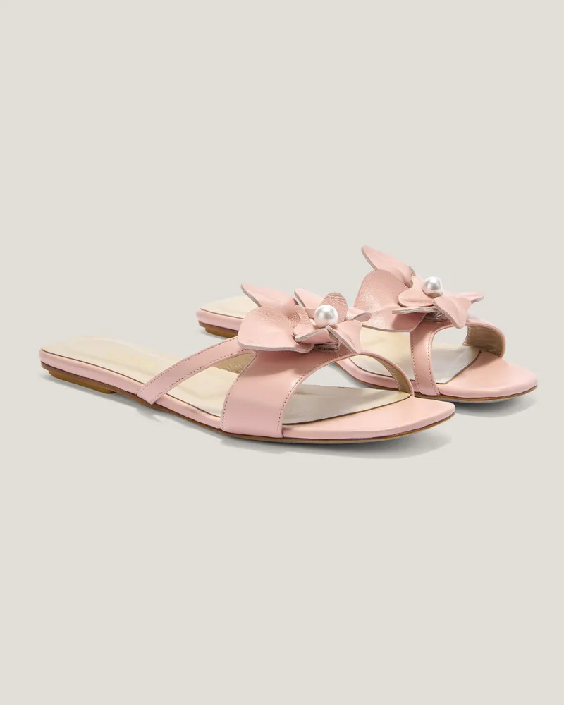 Genny Flat nappa leather sandals with Orchid Pink