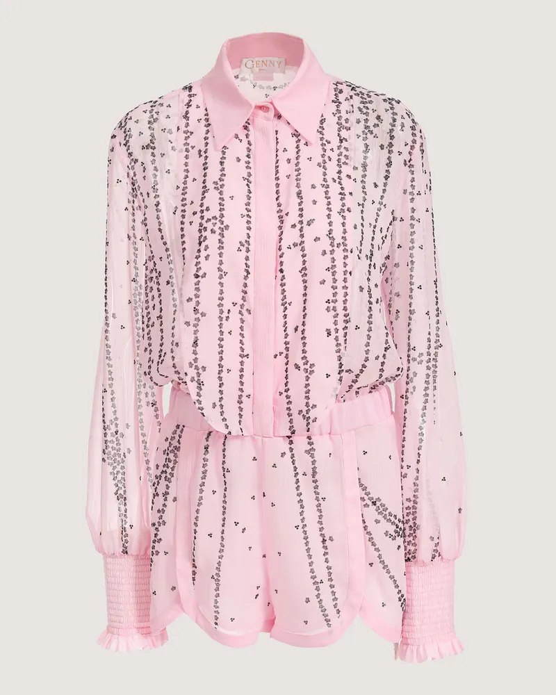 Genny Micro Orchids playsuit with rhinestones Pink