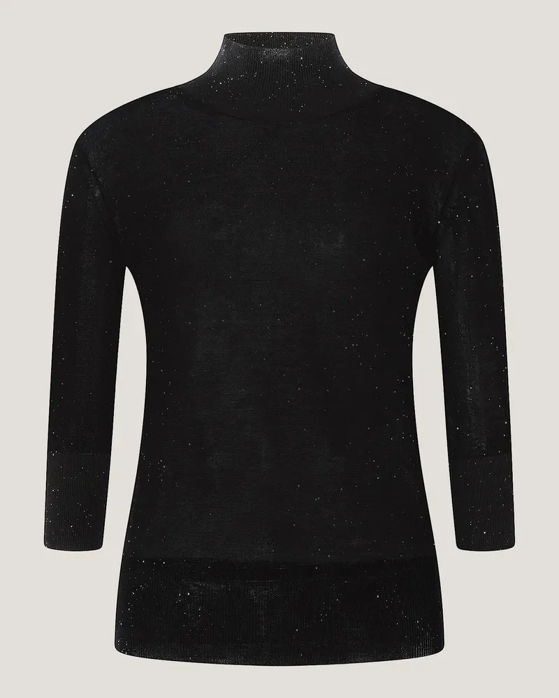 Genny Wool mock neck sweater with micro sequins Black