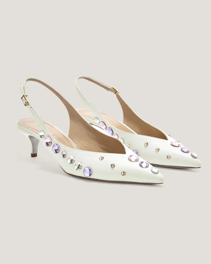 Genny Slingback heels with crystals White