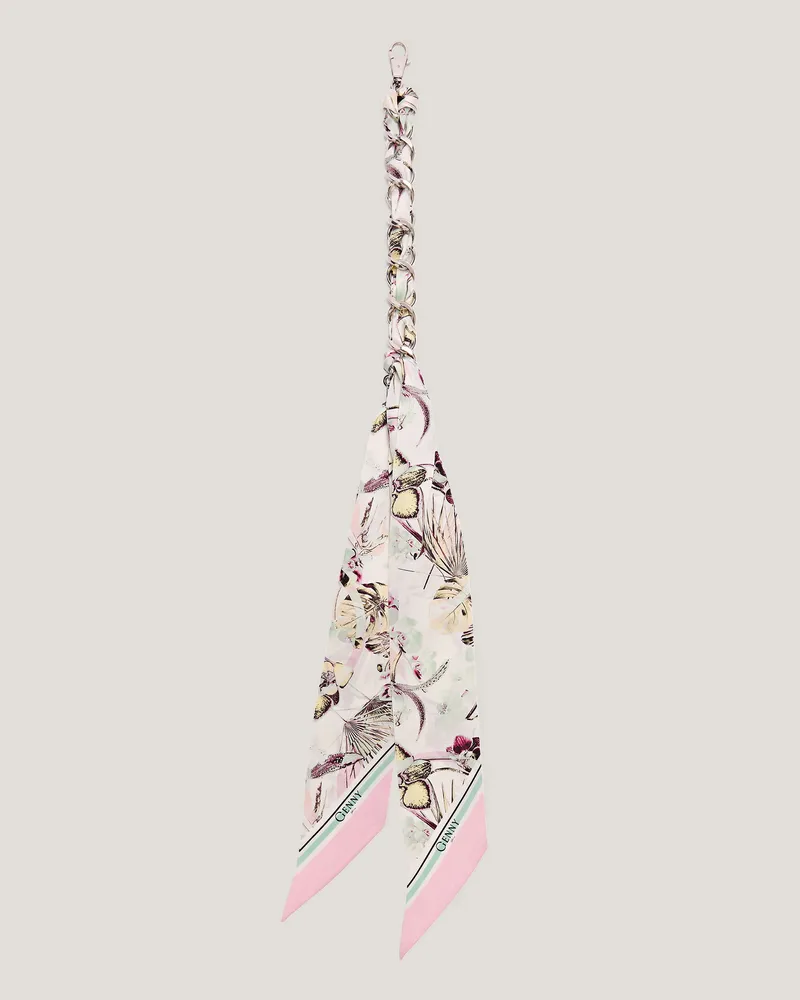 Genny Jungle Orchids silk scarf charm White