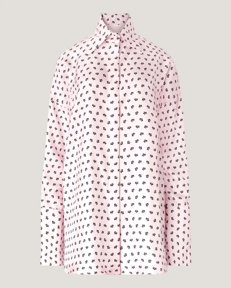 Genny Micro Orchids oversize silk shirt Pink
