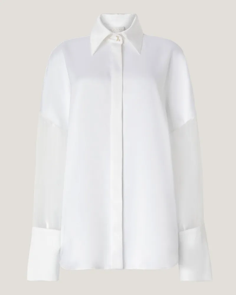 Genny Long-sleeve satin shirt White