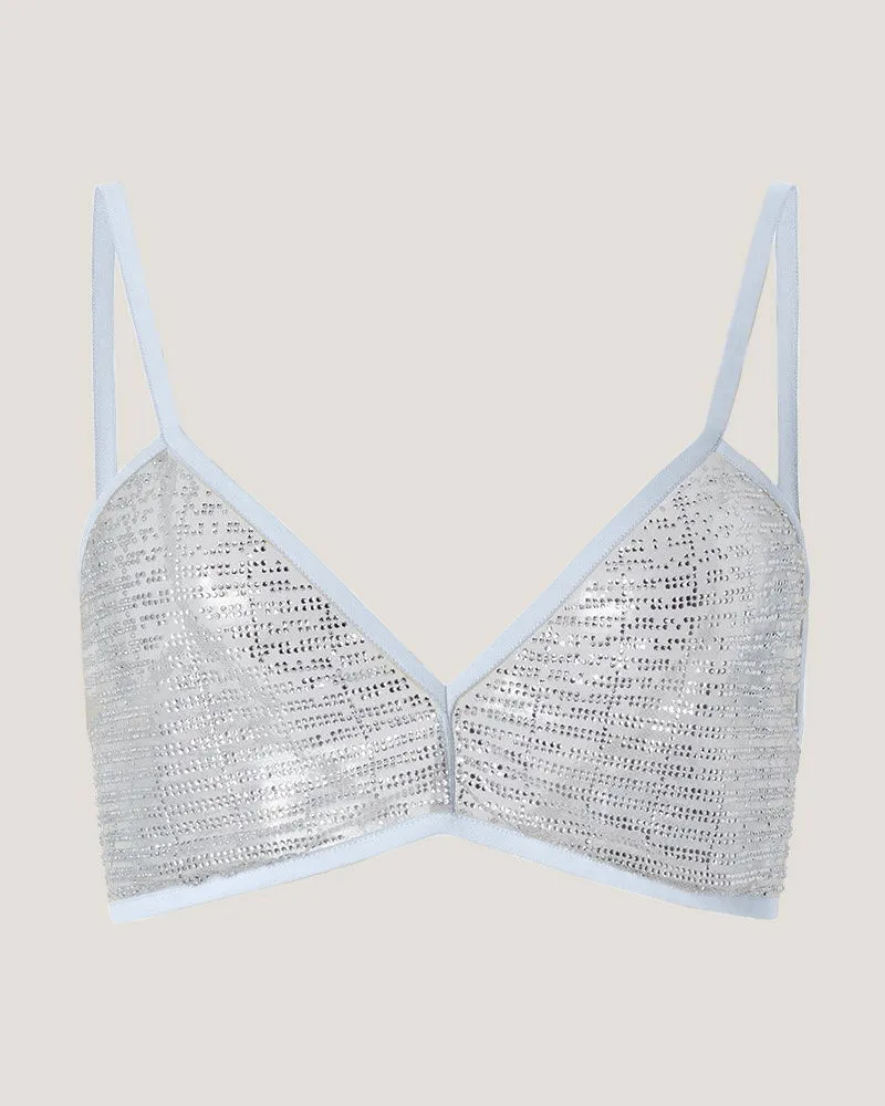 Genny Top with gradient Blockchain rhinestones Grey