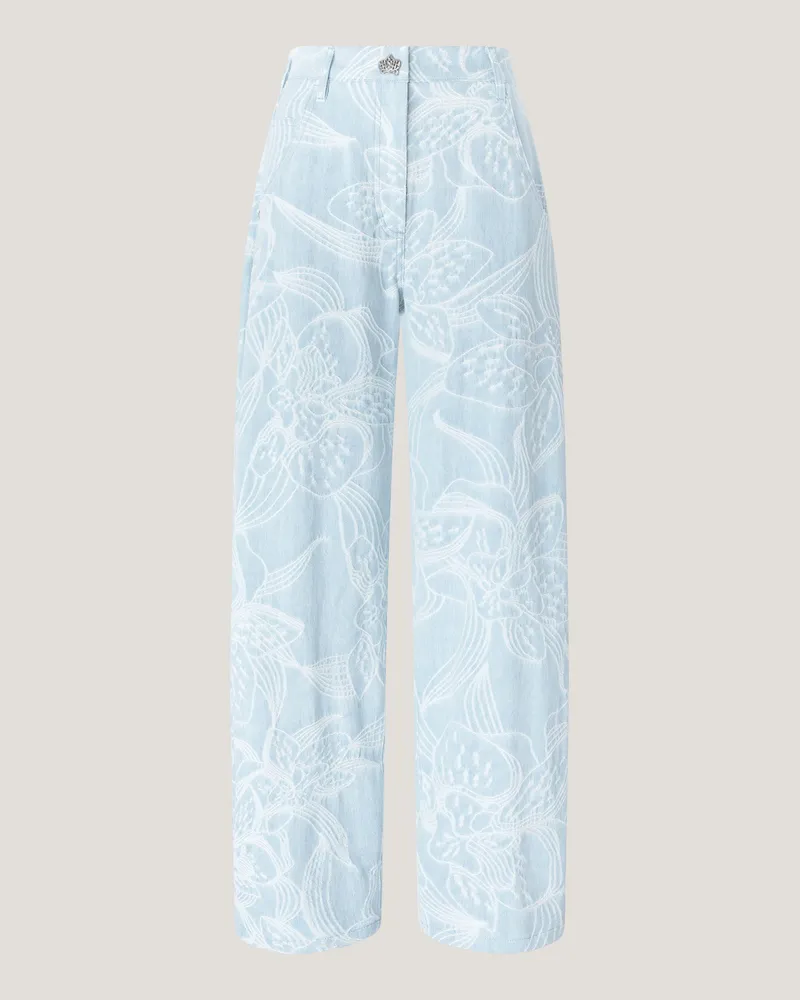Genny Jacquard orchid denim trousers Blue