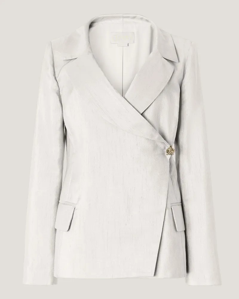 Genny Double-breasted shantung jacket Brown