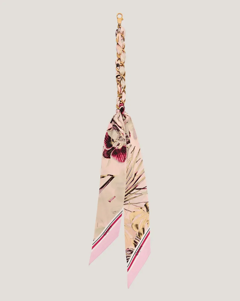 Genny Jungle Orchids silk scarf charm Pink