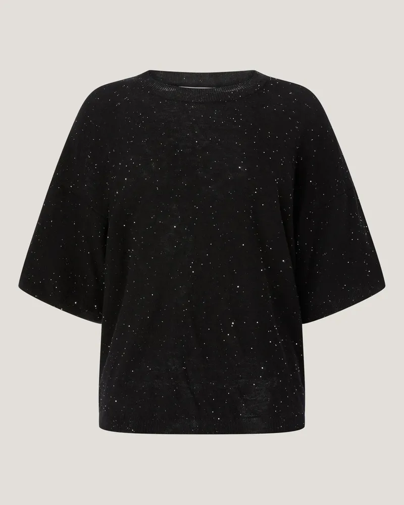 Genny Knit T-shirt with micro sequins Black