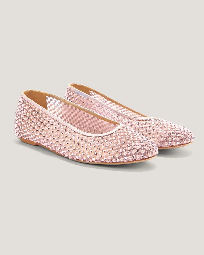 Genny Ballet flats in mesh with pearls rhinestones Pink