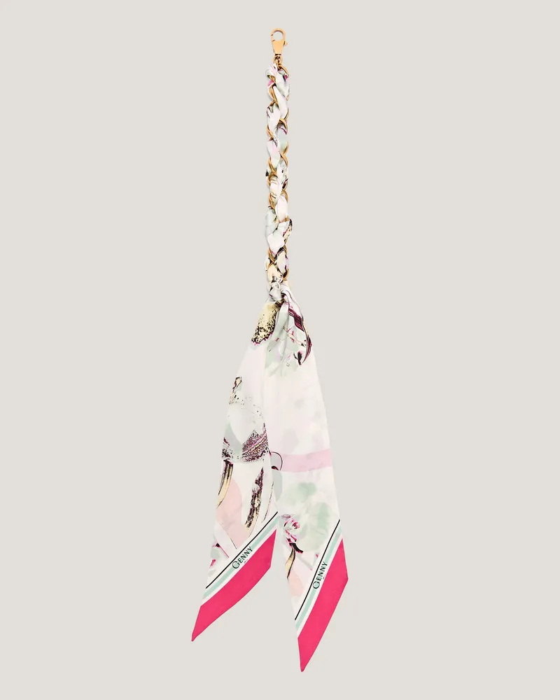 Genny Jungle Orchids silk charm scarf White
