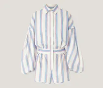Shirt-style playsuit with micro strass