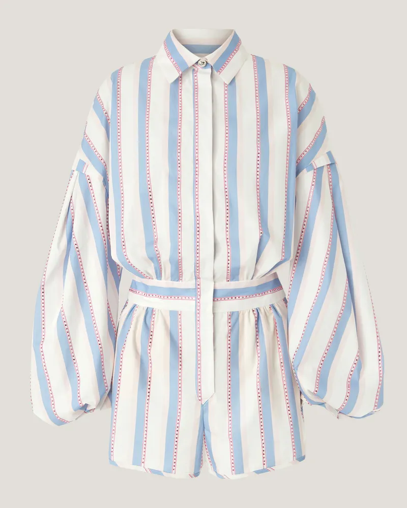 Genny Shirt-style playsuit with micro strass Blue