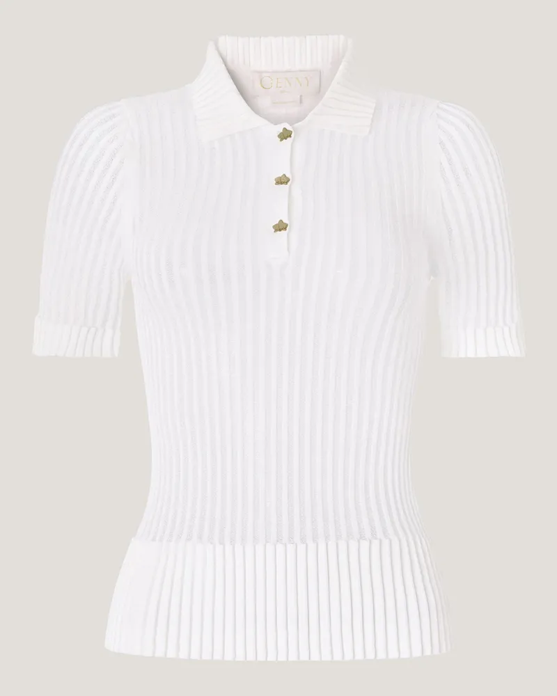 Genny Viscose polo shirt with pleated details White