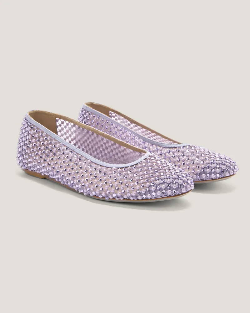 Genny Ballet flats in mesh with pearls rhinestones Violet