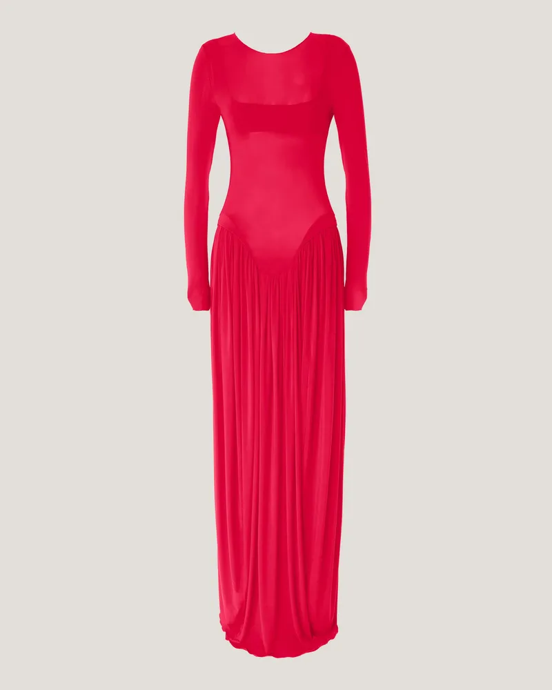 Genny Long dress with gathered skirt Pink