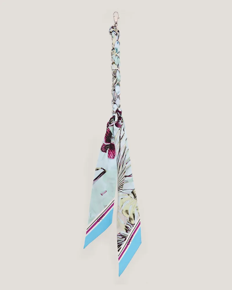 Genny Jungle Orchids silk scarf charm Blue